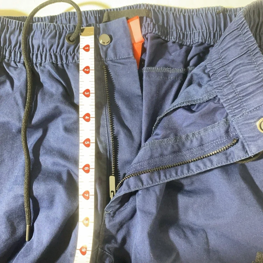 Nike Blue Jogger Pants Men's Medium Elastic Waist Cuffed Ankle Logo Zip‎ Fly